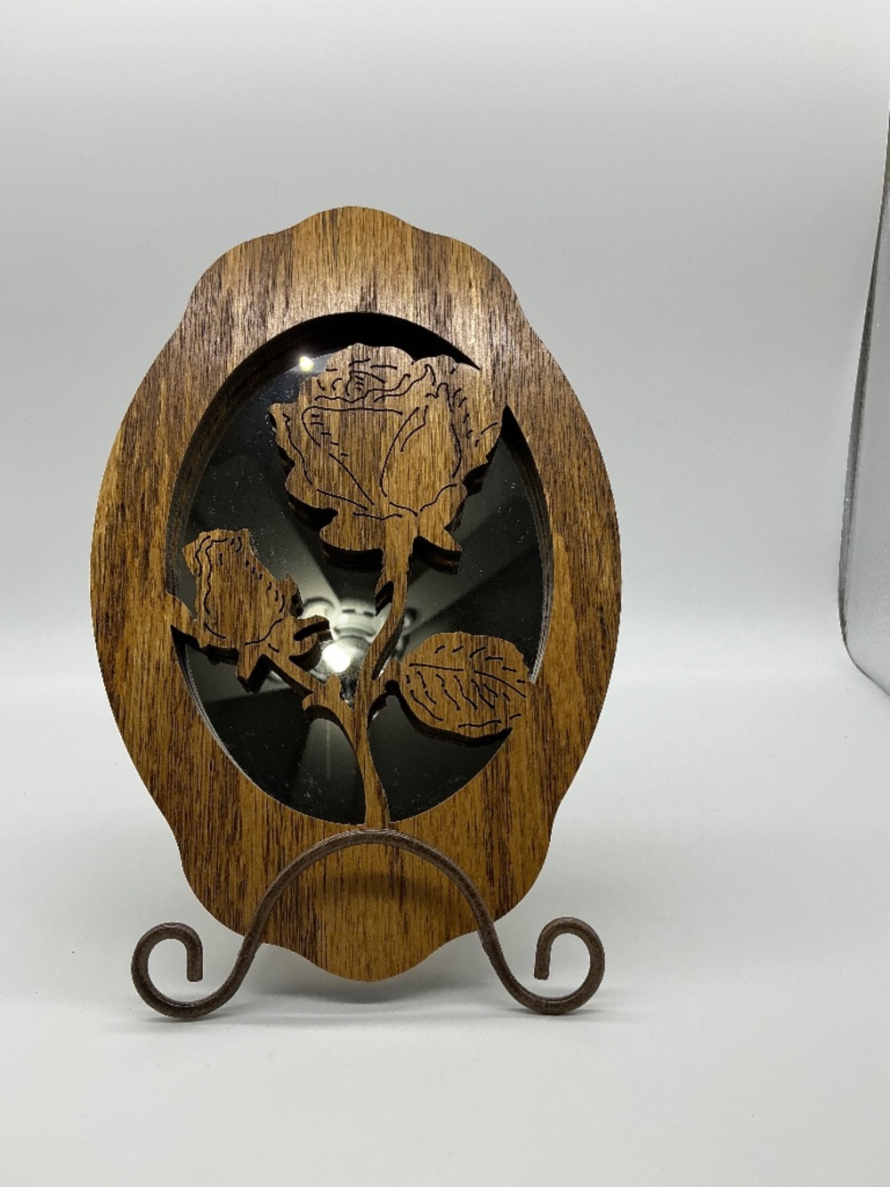 Mirror with Carved Rose Accent